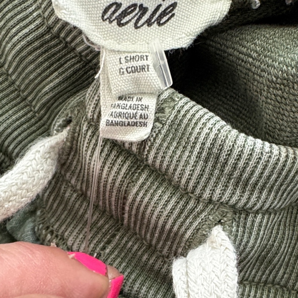 Aerie Green drawstring pants Large Short - Picture 2 of 5